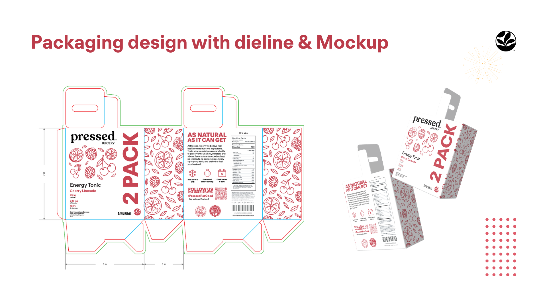Packaging dieline and mockup - 2-pack Cherry Limeade