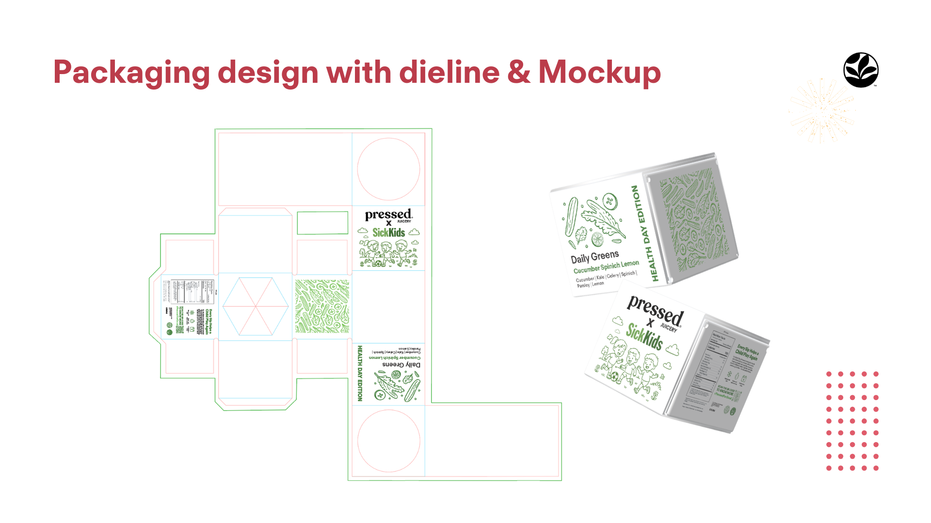 Packaging dieline and mockup - Daily Greens