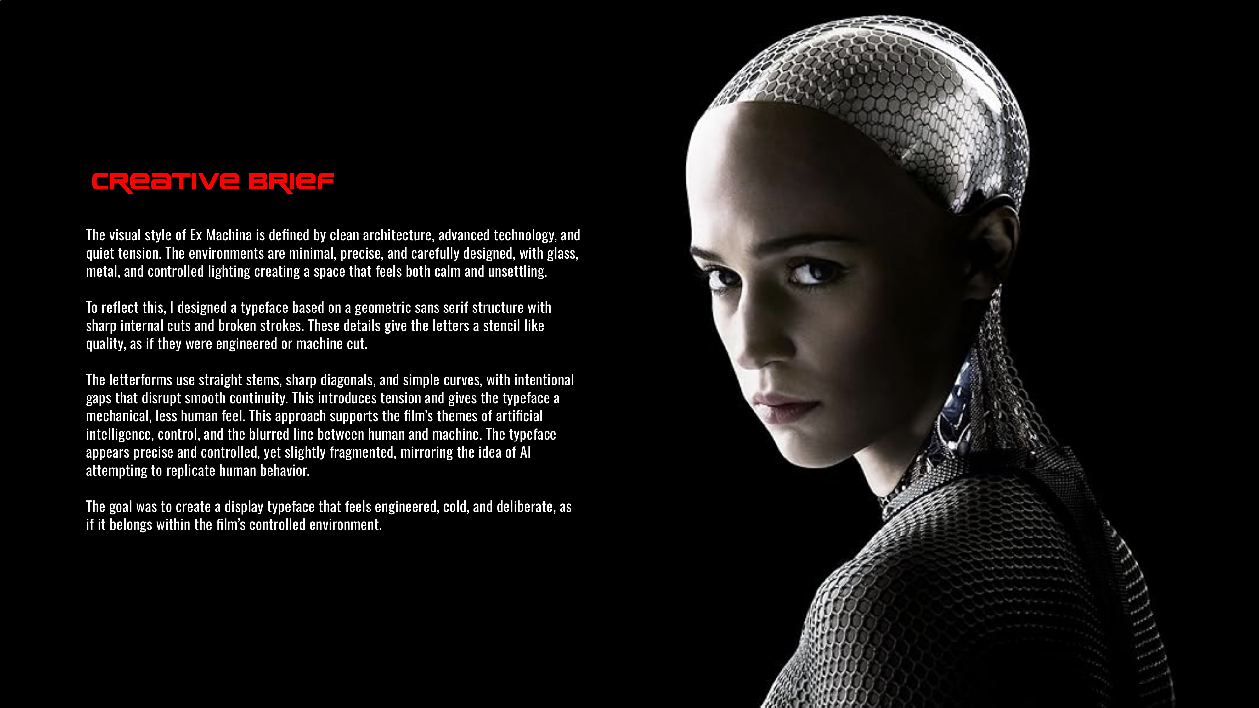 Creative Brief - designing a geometric typeface that feels engineered, cold, and deliberate