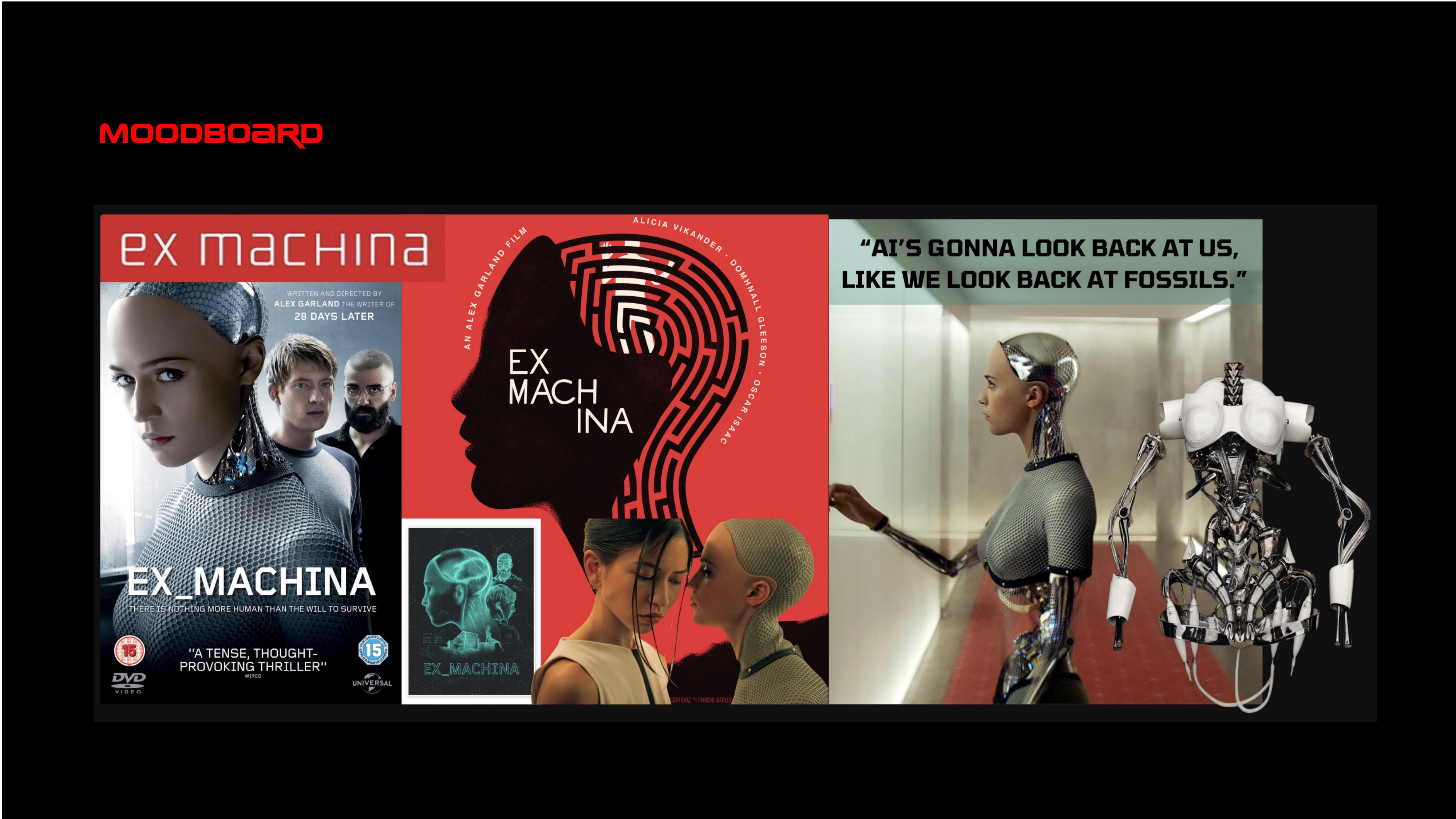 Moodboard - existing Ex Machina visual references and typographic direction